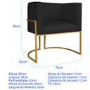 Ver imagem 3 de Kit 2 Poltronas Dália Luxo Moderna Estofada Design Sofisticado com Base de Ferro Dourado Bouclé