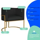 Ver imagem 4 de Kit 2 Poltronas Dália Luxo Moderna Estofada Design Sofisticado com Base de Ferro Dourado Bouclé