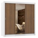 Ver imagem 2 de Guarda-Roupa Casal Madesa Lyon Plus 3 Portas de Correr com Espelho 4 Gavetas Branco/Rustic Cor:Branc