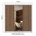 Ver imagem 3 de Guarda-Roupa Casal Madesa Lyon Plus 3 Portas de Correr com Espelho 4 Gavetas Branco/Rustic Cor:Branc