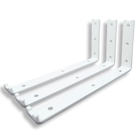 3 Suportes Mão Francesa 30cm Design em L para Prateleira de Parede Aço Reforçado Branco