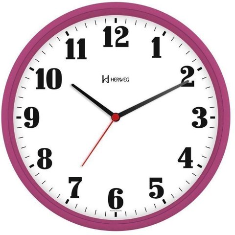 Relógio de Parede Redondo 26 Cm 6126 Herweg Rosa