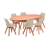 Conjunto Mesa de Jantar Oval 105cm X 190cm Natural com 6 Cadeiras Noemi Comfort Soft - Nude - 1