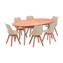 Ver imagem 1 de Conjunto Mesa de Jantar Oval 105cm X 190cm Natural com 6 Cadeiras Noemi Comfort Soft - Nude