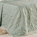 Ver imagem 2 de Kit Cobre Leito Colcha Diamante King 5 Peças Bordado Floral Dupla Face 180 Fios - Verde