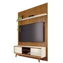 Ver imagem 2 de Conjunto Painel com Bancada Cesar 2 Portas Deslizantes 2 Prateleiras Mdp até 65 Cinamomo/offwhite G9
