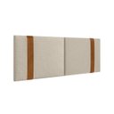Ver imagem 1 de Cabeceira Artemis Queen Linho Cru com Detalhes Couro Caramelo - Ms