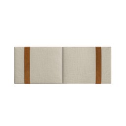Cabeceira Artemis Queen Linho Cru com Detalhes Couro Caramelo - Ms - 3
