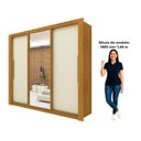 Ver imagem 5 de Guarda-Roupa Casal 3 Portas com 4 Gavetas com 1 Porta Espelho 100% MDF Roma Yescasa