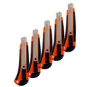 Ver imagem 1 de Kit 5 Pçs Estilete Metálico Emborrachado Largo Lâmina 18mm Empacotamento Multiuso