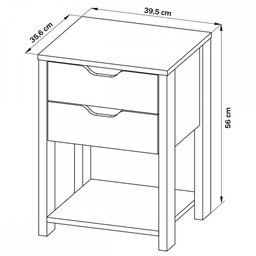 Mesa de Cabeceira 2 Gavetas Preto/Azul Me4163 - Tecnomobili - 3