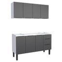 Ver imagem 1 de Cozinha Completa Gabinete Para Pia 150cm e Armário Aéreo Jupter Cozimax Preto