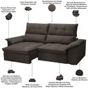Ver imagem 4 de Sofá 3 Lugares Retrátil Reclinável para Sala 230cm Giotto F04 Veludo Marrom Escuro - Lyam Decor