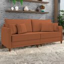 Ver imagem 1 de Sofá 3 Lugares Living 232cm Pé Madeira Zoe Boucle Terracota Z08 - Mpozenato