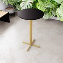 Ver imagem 2 de Mesa Alta Bistrô Redonda 100x60cm Dourada Tampo Preto Industrial Don Castro Decor Industrial Premium