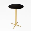 Ver imagem 1 de Mesa Alta Bistrô Redonda 100x60cm Dourada Tampo Preto Industrial Don Castro Decor Industrial Premium
