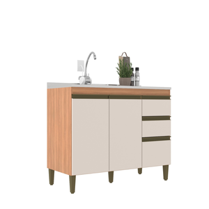 Balcão de Pia 1,20 Cozinha Cecilia Freijó Off White