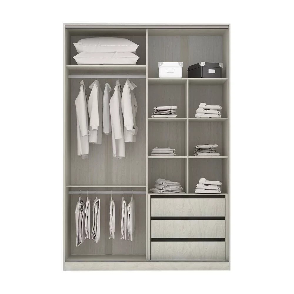 Ver imagem 2 de Guarda Roupa Solteiro 2 Portas de Correr 3 Gavetas Prime Plus 159 cm Luciane Móveis