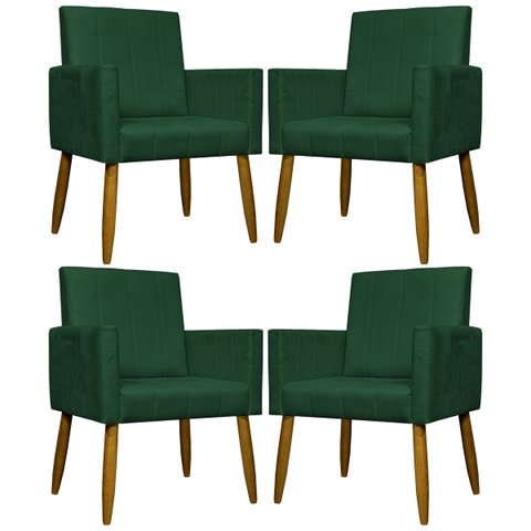 Kit 4 Poltronas Decorativas Mari Suede Pé Palito 30cm Castanho