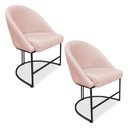 Ver imagem 1 de Kit 02 Cadeiras Poltrona de Jantar Bela Suede Rosa Bebê Base Metálica Industrial Preto - Pallazio