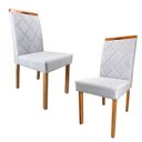 Ver imagem 1 de Kit 02 Cadeiras Estofadas de Mesa de Jantar, Tulipa - Madeira Maciça - Costura Pantográfica - Base F