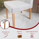 Ver imagem 6 de Kit 02 Cadeiras Estofadas de Mesa de Jantar, Tulipa - Madeira Maciça - Costura Pantográfica - Base F