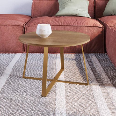Mesa de Centro com Pés Metálicos 60x60cm 27948 Artesano - Hanover/dourado
