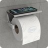 Papeleira Porta Papel Higienico Apoio Celular Inox Plus - 1