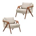 Ver imagem 1 de Kit 02 Poltronas Decorativas Madeira Maciça Luxo Mona Linho Bege