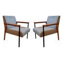 Ver imagem 1 de Kit 2 Poltronas para Sala Trindade Estilo Industrial Linho Cinza