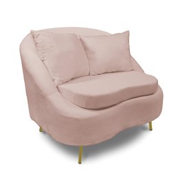 Poltrona Decorativa Orgânica Pé Ferro Dou Zaya Bouclê Rosê C05 - D'Rossi - 1