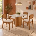 Ver imagem 1 de Conjunto Sala de Jantar Mesa Moscou Tp Vidro Canto Copo com 4 Cadeiras Cleo