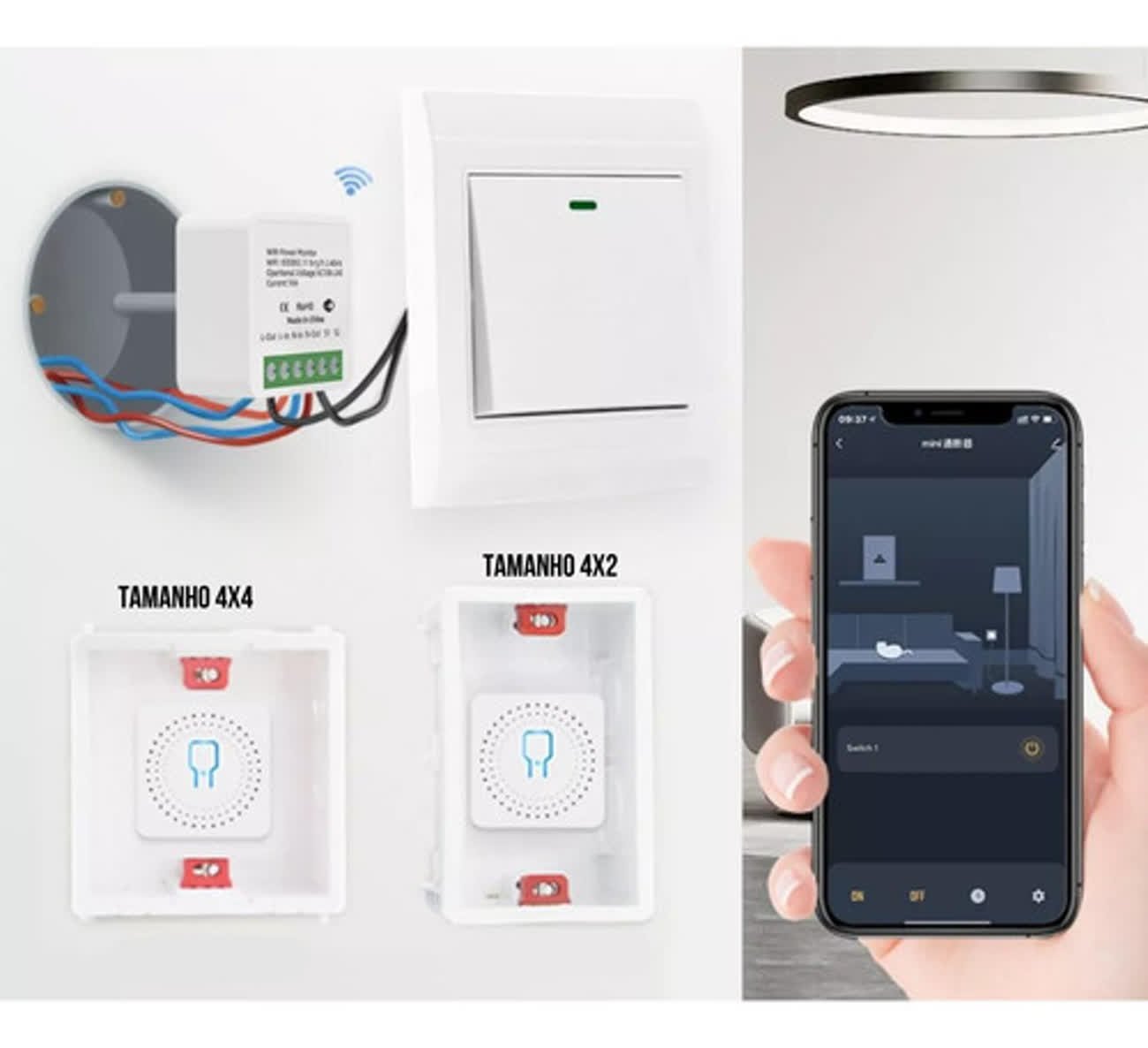 Interruptor Mini Wifi 16a 1 Canal Relé Compatível com Alexa e Google para Automação Residencial Lâmp - 3