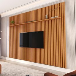 Painel Ripado Grande com Rack Embaixo 2.20m X 2.20m Vivare Nature Versátil Giga Móveis - 5