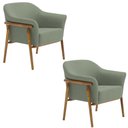 Ver imagem 1 de Kit 02 Poltronas Luna Base Madeira Poliéster Verde - Nexta Casa