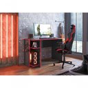 Ver imagem 3 de Mesa Gamer Retangular Zalie Moderno sem Gavetas MDF-MDP 114cm Preto-Vermelho Qmovi