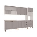 Ver imagem 1 de Cozinha Completa Iluminata Luna 10 Portas 4 Gavetas 100% MDF com Vidro Branco/Fendi - Genialflex