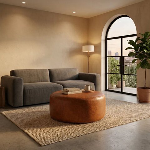 Puff Virginia Decorativo Corino Modena: Ocre