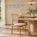 Ver mais imagens de Kit 2 Cadeiras Granada Madeira Maciça Mel Palha Sextavada e Linho Bege para Sala de Jantar