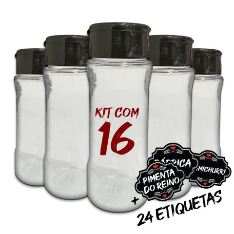Pote Tempero Kit Potes+24 Etiquetas Adesivas Porta Condimento Q130