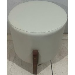 Puff Banqueta Thor Luxo 3 Pés Madeira Maciça, Luxo e Elegância para Seu Lar Corino Bege - Jrc Móveis - 3
