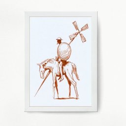 Quadro Decorativo Desenho De Don Quixote 45x34cm:Madeira preta - 1