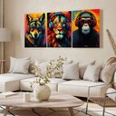 Ver imagem 3 de Kit 3 Quadro Decorativo Animais Colorido Abstrato Luxo Fone Qualidade Premium 28x20cm