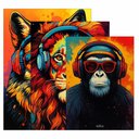 Ver imagem 4 de Kit 3 Quadro Decorativo Animais Colorido Abstrato Luxo Fone Qualidade Premium 28x20cm