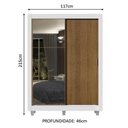 Ver imagem 3 de Guarda-Roupa Solteiro Madesa Dallas 2 Portas de Correr com Espelho 2 Gavetas com Pés Branco/Rustic C