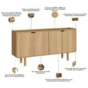 Ver imagem 2 de Aparador Buffet Nordic 4 Portas 4 Prateleiras MDP com Pés em Madeira Maciça Hanover Roble Lyam