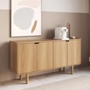 Ver imagem 1 de Aparador Buffet Nordic 4 Portas 4 Prateleiras MDP com Pés em Madeira Maciça Hanover Roble Lyam