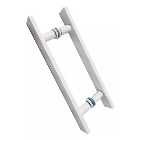 Puxador Aço Inox 304 Branco 100cm (1 Metro) - (80cm entre Furos) Barra Chata Porta Vidro Madeira por