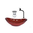 Ver imagem 1 de CUBA DE VIDRO OVAL 55CM VERMELHO FERRARI + VALVULA + TORNEIRA PRETA