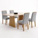 Ver imagem 2 de Conjunto Sala de Jantar 4 Lugares Retangular Tampo Vidro MDF 120x80cm Mesa e Cadeiras Lyra